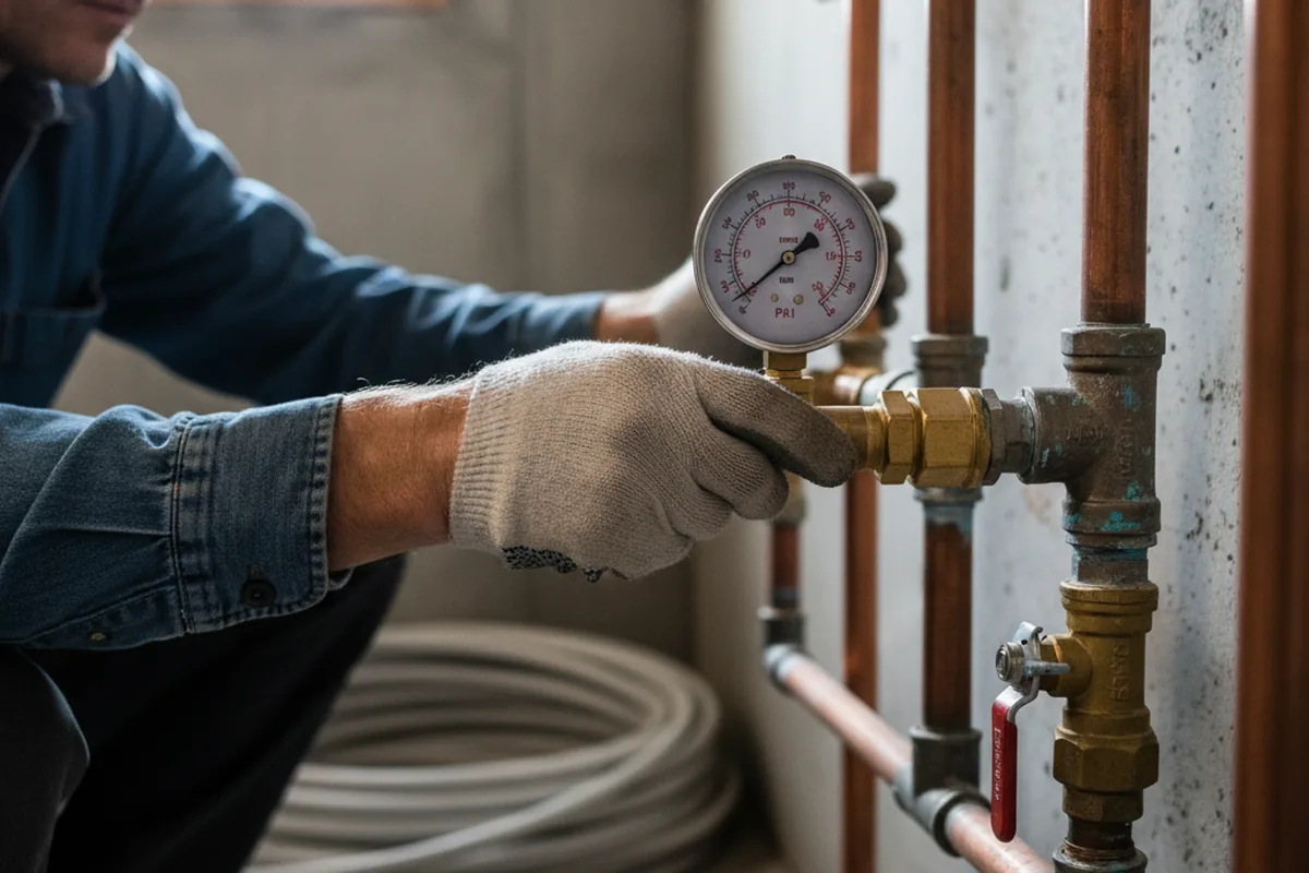 Pressure testing a repaired line during Water Line Repair in Honey Creek
